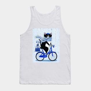 Hanukkah Bicycle Ride Cat Tank Top